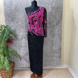 Nite Line Formal Pageant Gown women’s size 8 Fully Sequined & Beaded Vintage